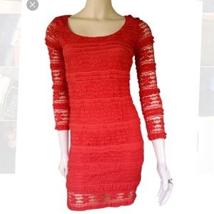 Max Studio Orange Lace Going-Out Dress Size Medium